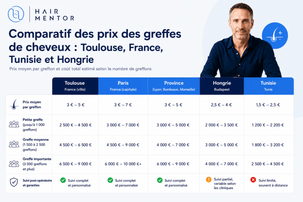 Comparatif prix greffe de cheveux toulouse