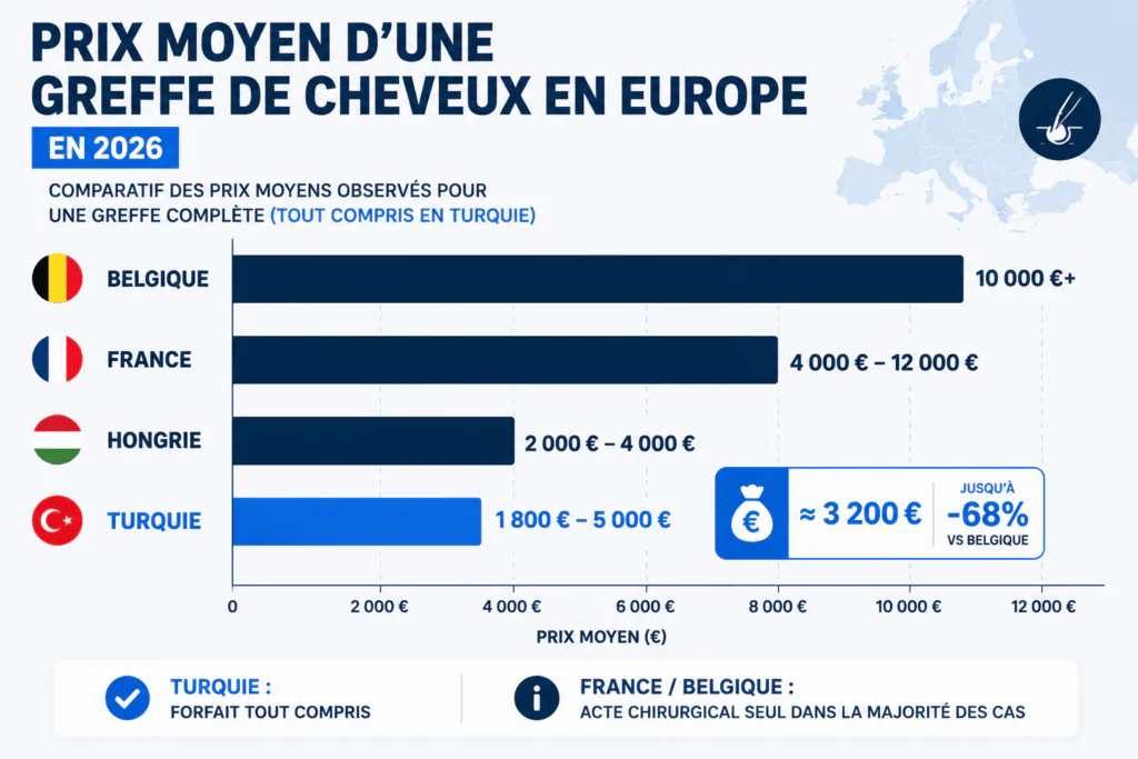 Comparatif prix greffe de cheveux turquie vs europe