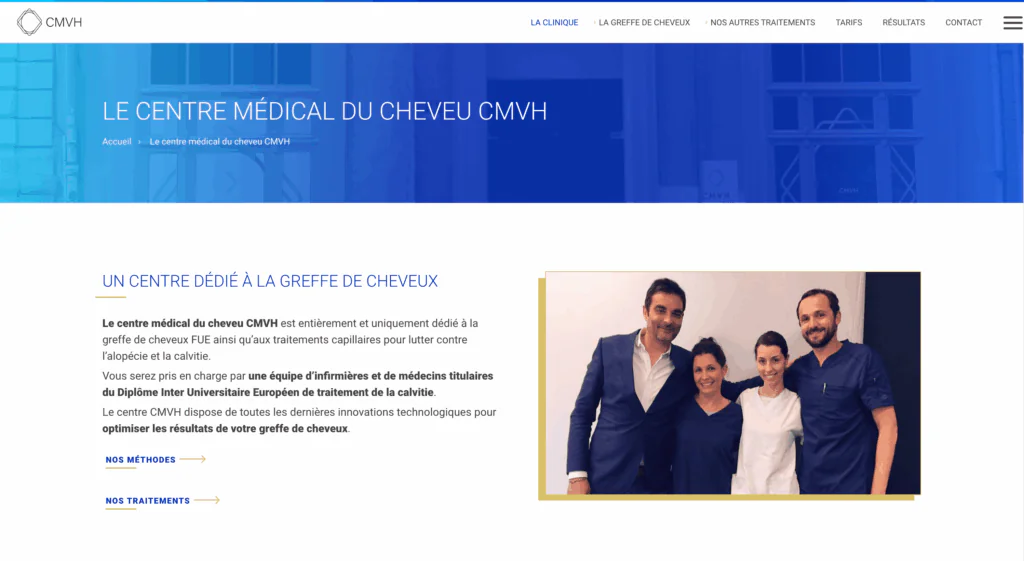 Meilleure clinique greffe de cheveux rennes cmvh