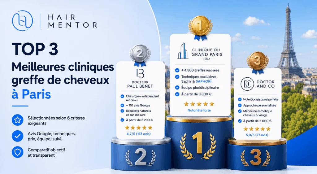 Top 3 meilleurs cliniques greffe de cheveux paris