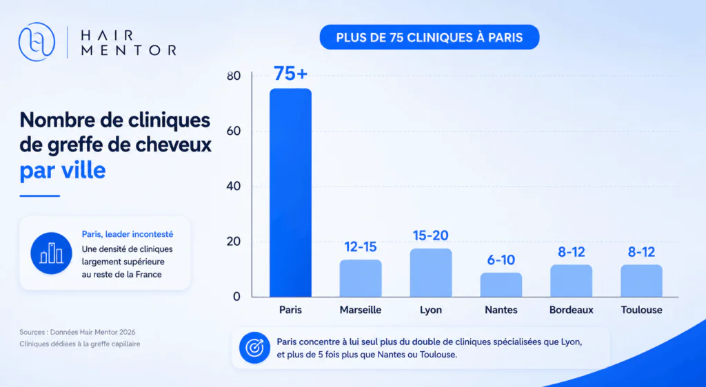Graphique nombre de cliniques paris vs le reste de la france