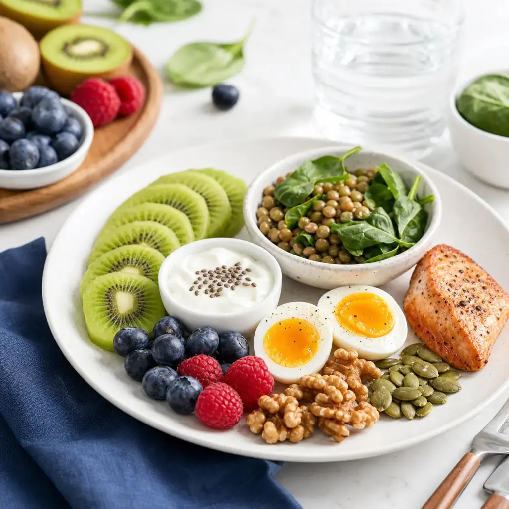 assiette composée fruits légumineuses