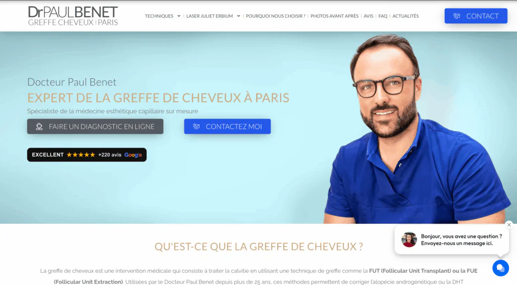greffe de cheveux paris Docteur Paul Benet