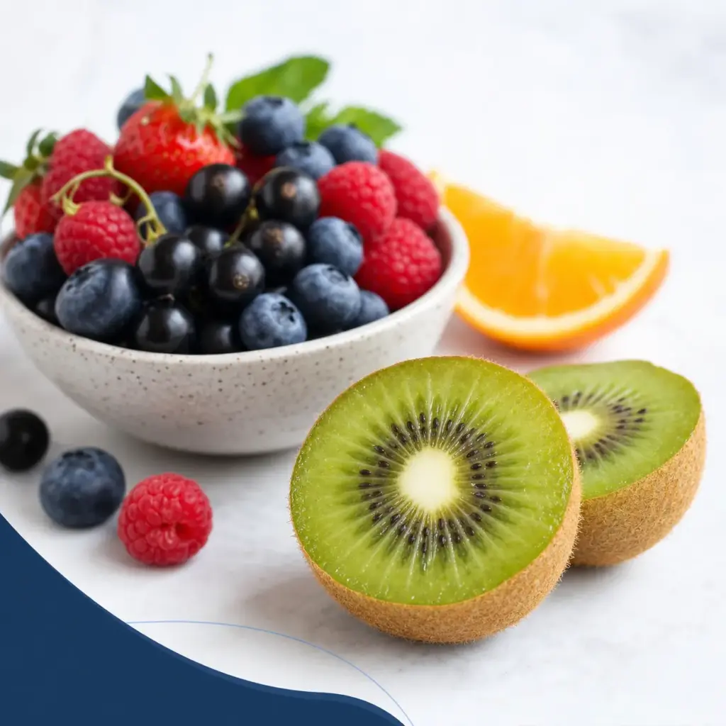 gros plan fruits kiwi et fruits rouges
