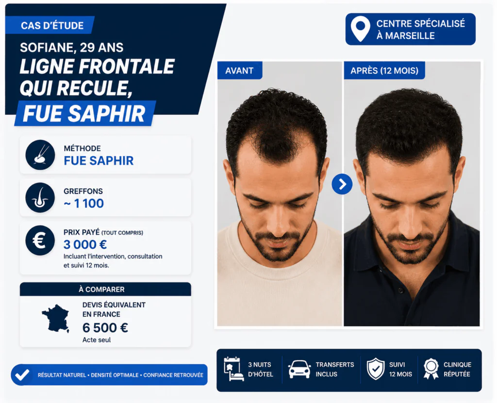 Cas d'étude greffe de cheveux marseille sofiane