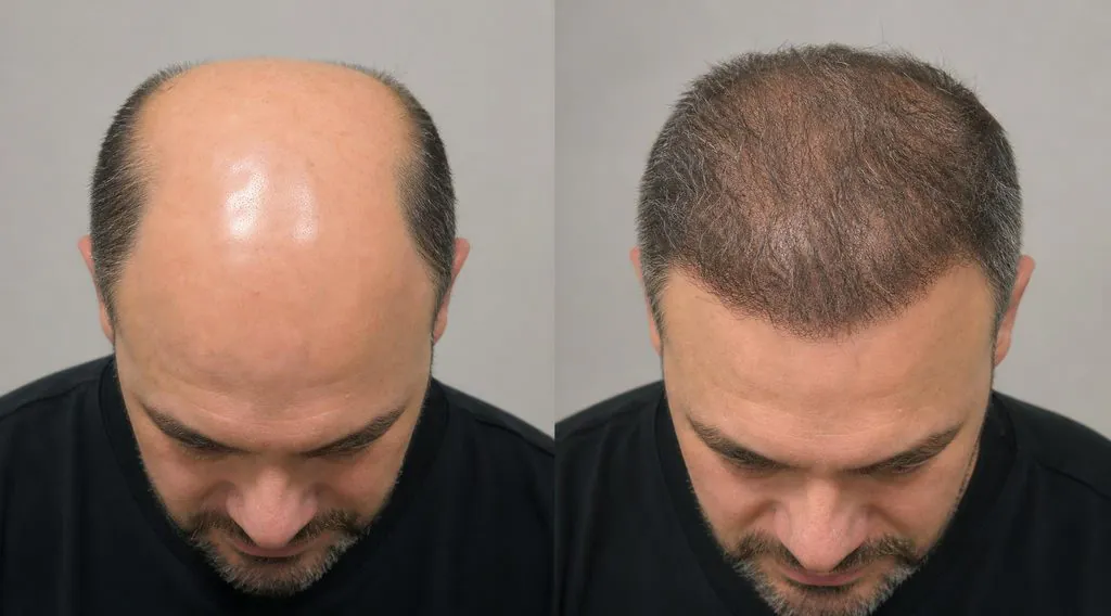 Résultat greffe de cheveux sur un chauve