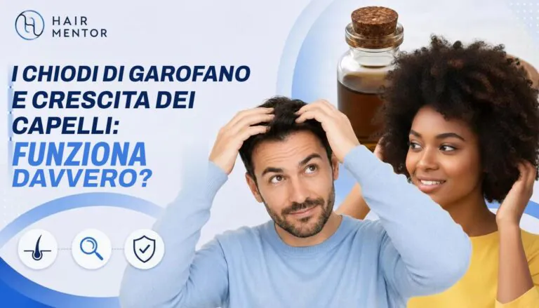 Barattolo di chiodi di garofano accanto a due persone che si toccano i capelli