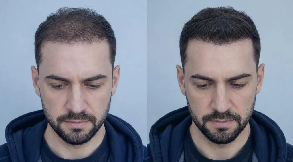 Repousse après une greffe de cheveux à 3 mois puis à 6 mois
