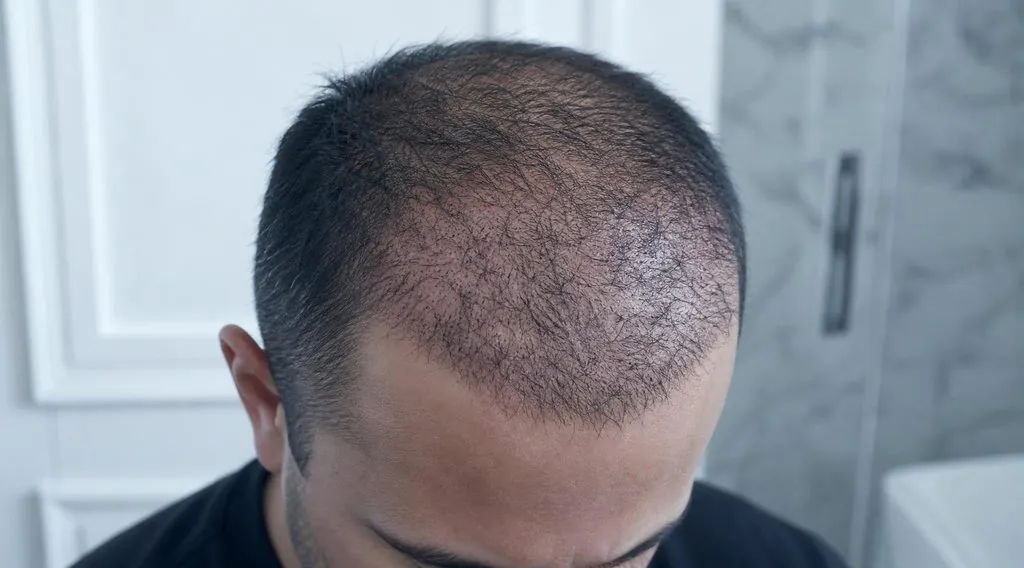 Premières repousses fines et irrégulières 3 mois après une greffe de cheveux