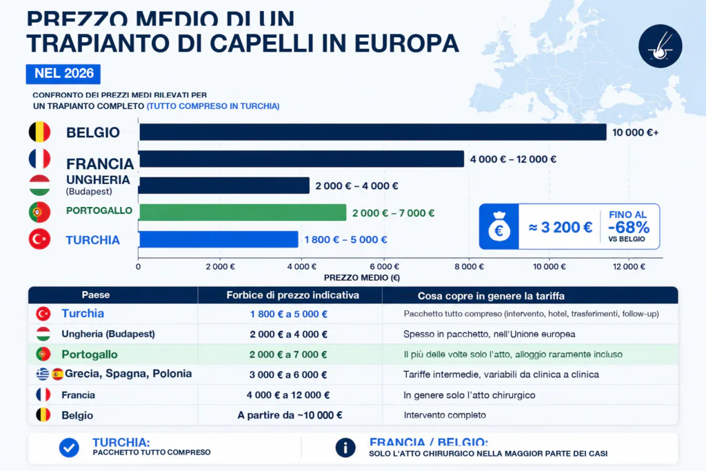 Il mercato del trapianto di capelli in Portogallo e i suoi prezzi