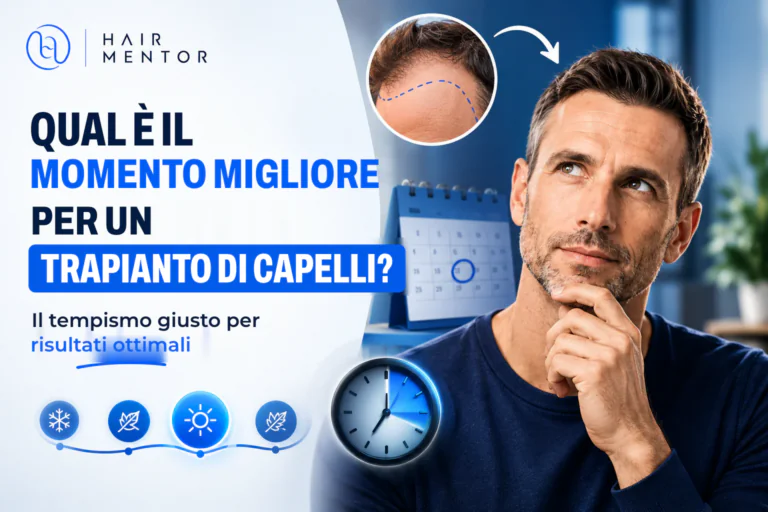 Uomo pensieroso accanto a un calendario e a un'illustrazione dell'attaccatura