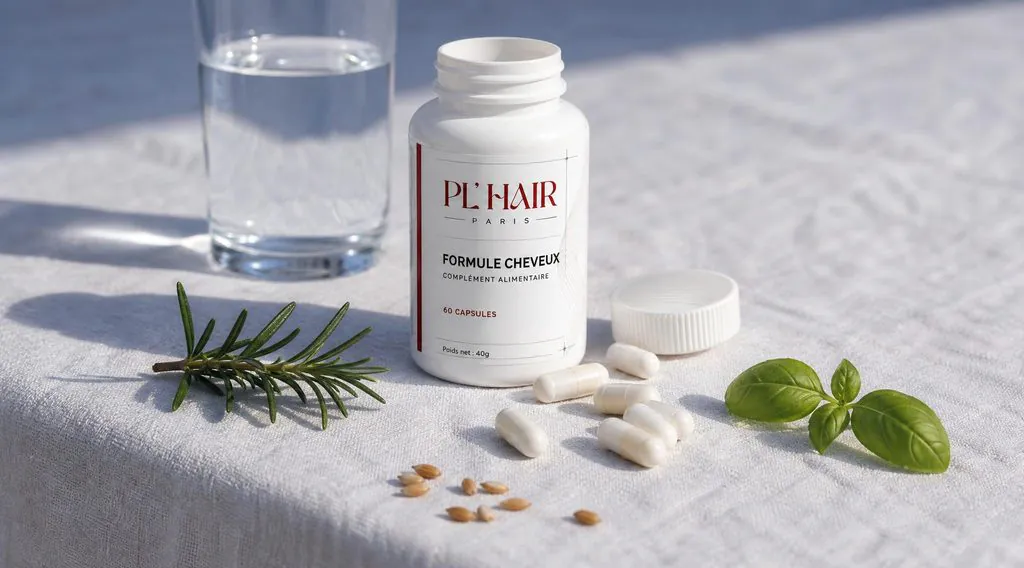 Formule Cheveux PL'Hair et ses gélules, complément à base de romarin et basilic
