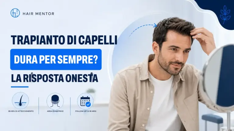 Uomo sorridente che si passa la mano tra i capelli