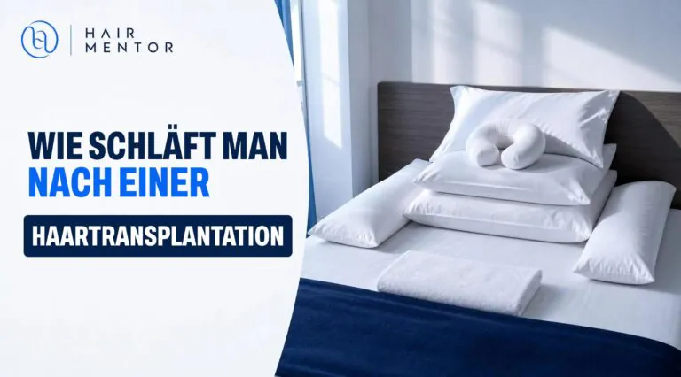 Halb sitzende Schlafposition mit Kissen nach einer Haartransplantation