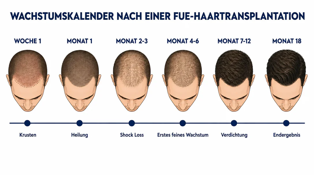 Wachstumskalender nach einer FUE-Haartransplantation